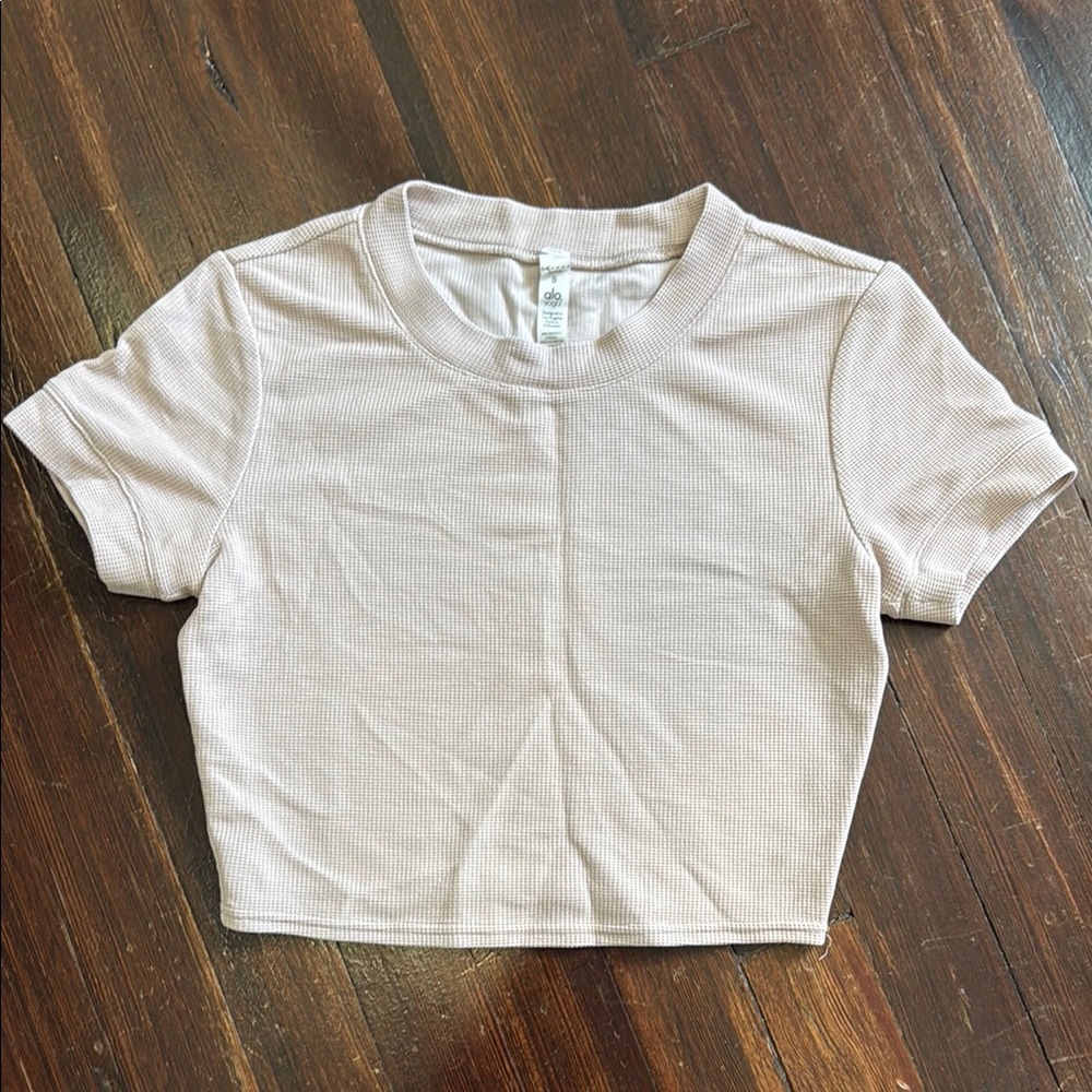 Beige Ribbed Crop Top